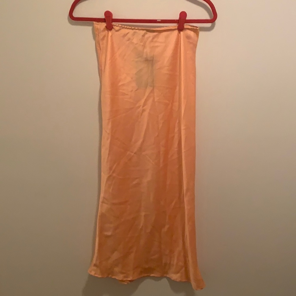 Satin Peach Midi Skirt